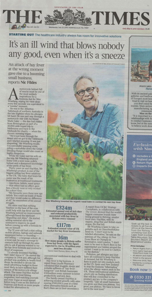 HayMax The Times 22nd July 2015